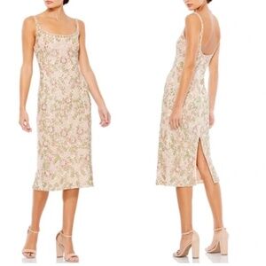 Mac Duggal Beaded Hand Embellished Midi Sleeveless Dress Floral - Size 4
